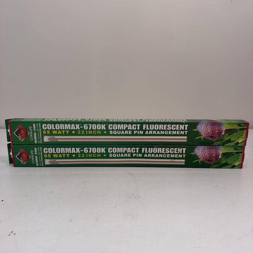 2 Coralife 50% 6700K 50% Colormax 65 Watt 22" Color Enhancing Lamp Square Pin